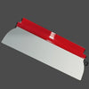 A professional skimming blade with a white body and a red stainless steel edge, shown at an angle.