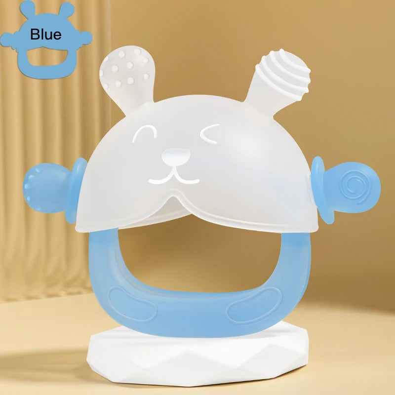 Bunny-Shaped Silicone Teether with Full-Hand Grip for Babies