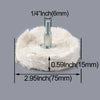 A set of cotton polishing buffing wheels with 1/4 inch shank and various sizes shown against a gray background.