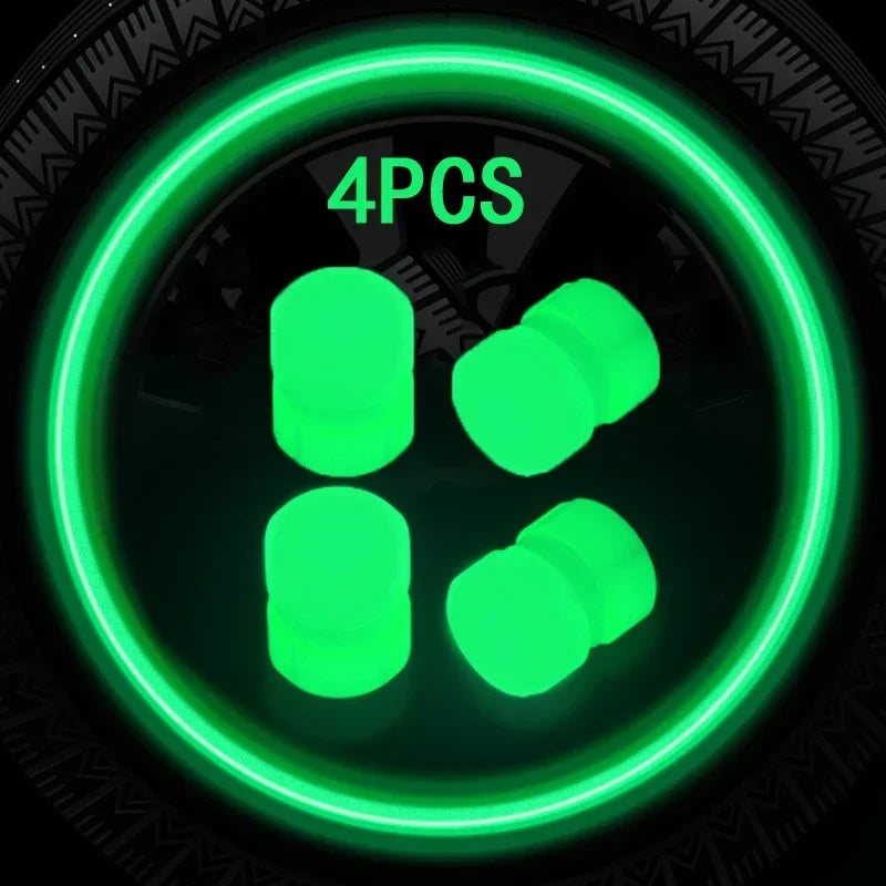 Glow-in-the-Dark Valve Caps for Car, Motorcycle & Bicycle Wheels (Set of 20)