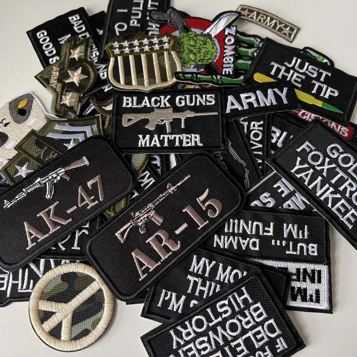 Tactical Military Iron-On Patch with Slogan – Embroidered Badge for DIY Clothing