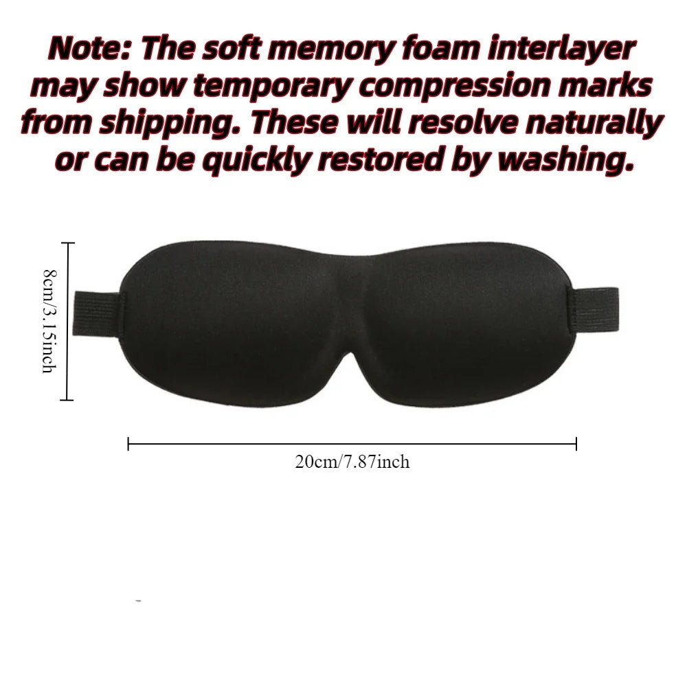 Masque de sommeil 3D noir avec intercalaire en mousse à mémoire.