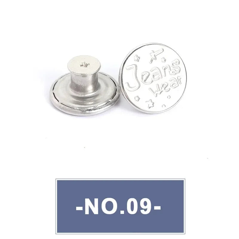 No-Sew Replacement Jeans Buttons - 17mm Metal Snap Buttons