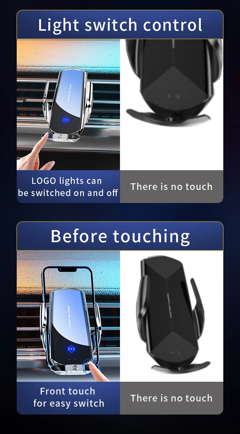 150W Magnetic Wireless Car Charger Mount with Auto-Clamping Cradle