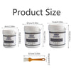 Product size diagram showing the dimensions of an Invisible Transparent Waterproof Agent container and applicator brush.