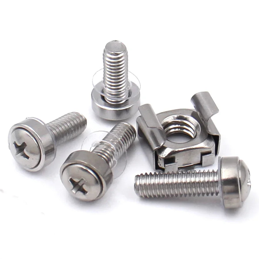 304 Stainless Steel Cage Nuts and Captive Screws for Rack Mounting (M5/M6)