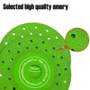 A green diamond cutting and grinding blade with small holes, labeled as selected high quality emery.