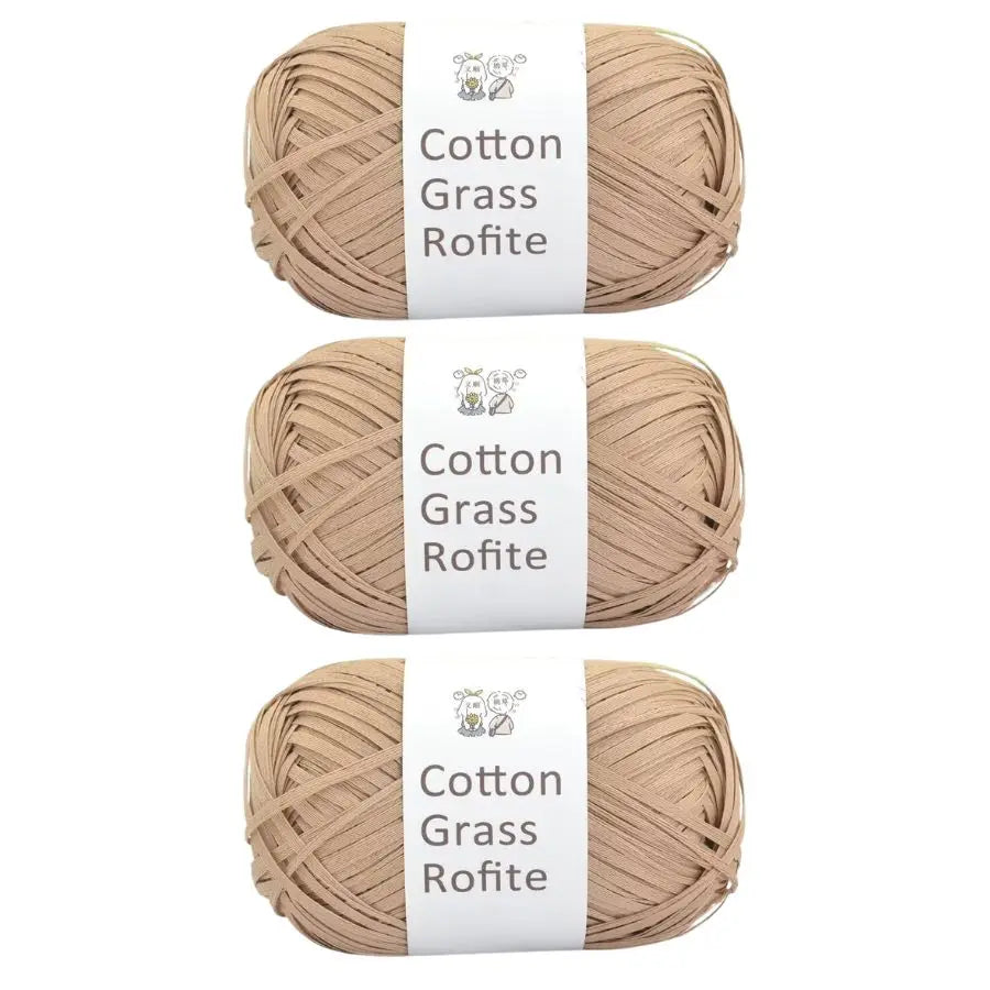 Natural Cotton Raffia Yarn – 3 Ball Set for Crochet, Knitting & Crafting