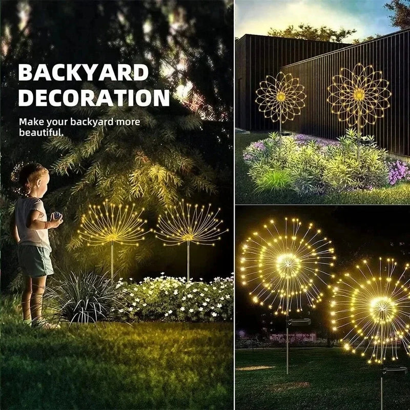 Luces de Jardín con Forma de Fuegos Artificiales con Energía Solar