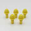 A set of five yellow replacement drivers for a Battling Top, used to fix or replace the top mechanism.