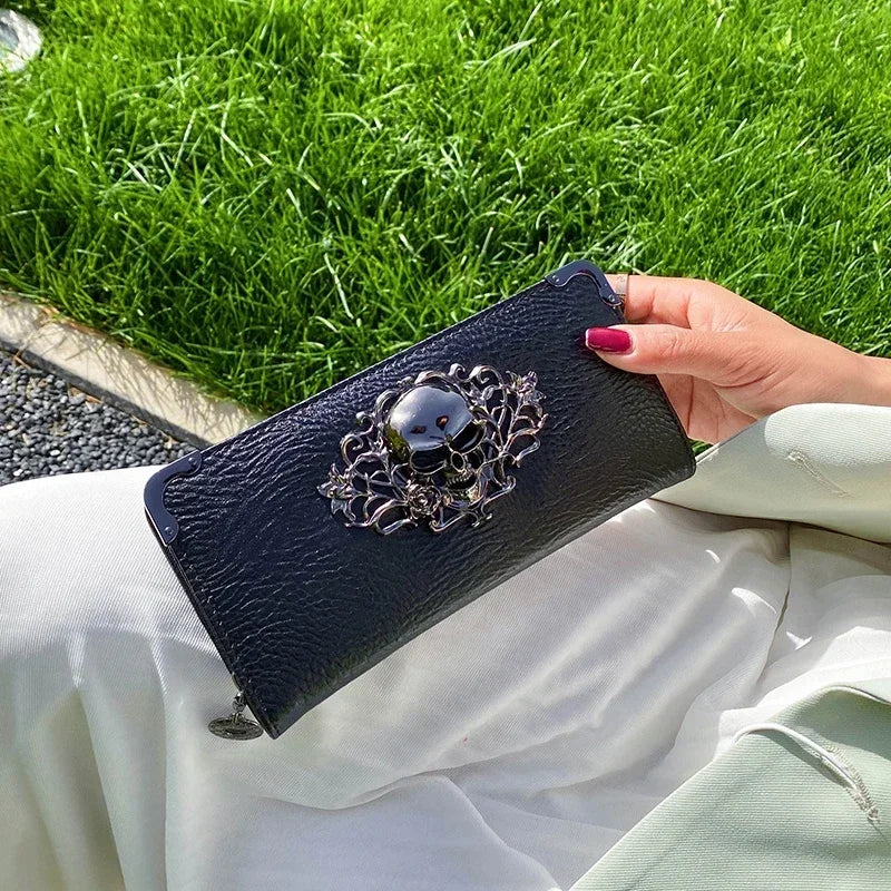 Skull Punk Style Long Wallet with RFID Protection