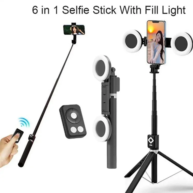 Selfie Stick Tripod with Ring Light and Wireless Remote