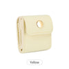 A pale yellow compact PU leather jewelry organizer pouch with a flap closure.