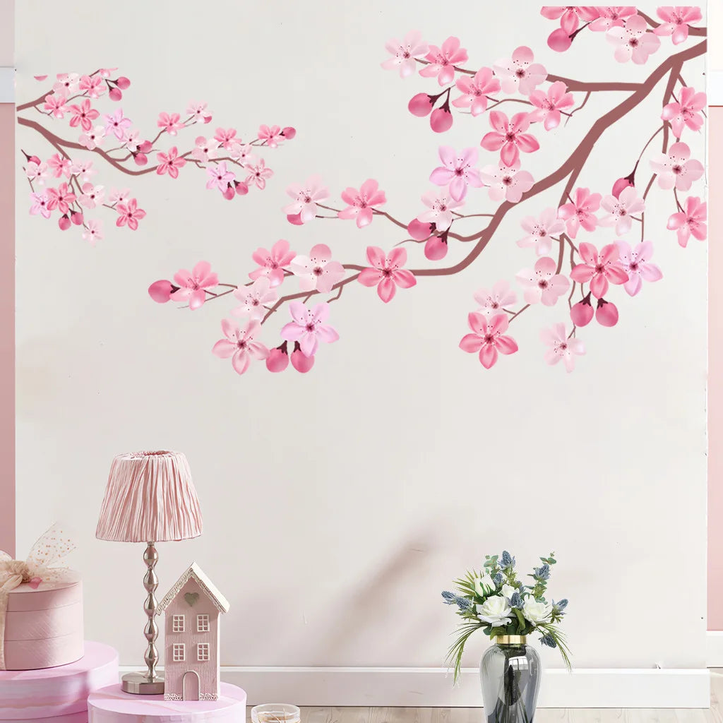 Peach Tree Branches Bird Cage Wall Decal