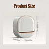 A white wall-mounted soap holder with a lid and drainage, shown from the side and top view.
