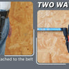 Two ways to carry a heavy-duty tool pouch: attached to the belt or on the wall.