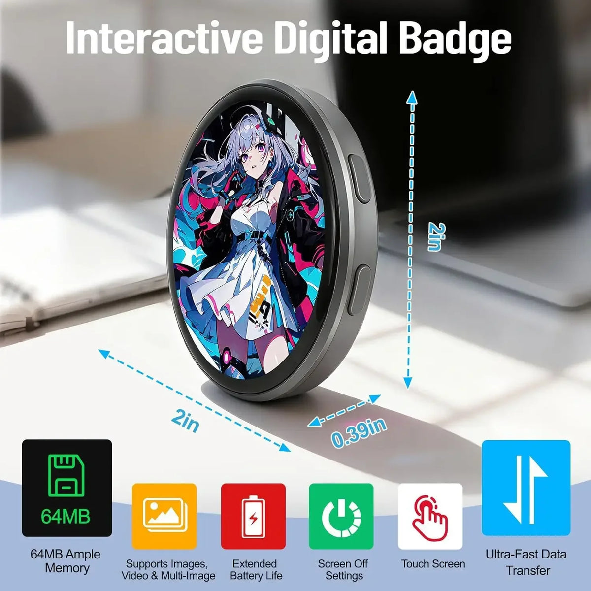 Dynamische HD Bluetooth E-Badge Display Pin