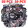 A variety pack of black embroidered punk patches for DIY clothing customization.