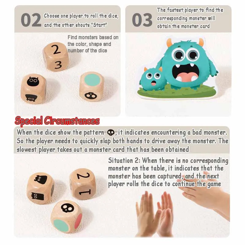 Catch the Monster! Montessori Color & Shape Matching Board Game for Kids