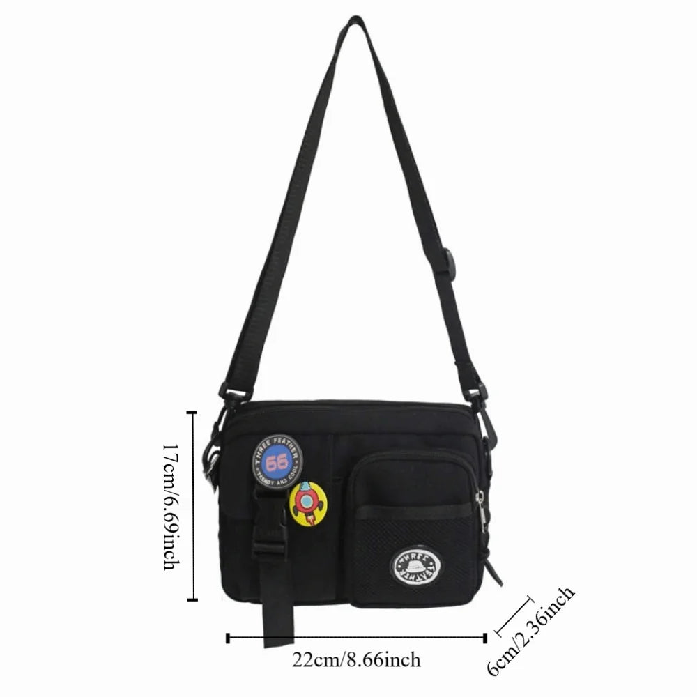 Urban Canvas Crossbody Bag with Zipper Pouch