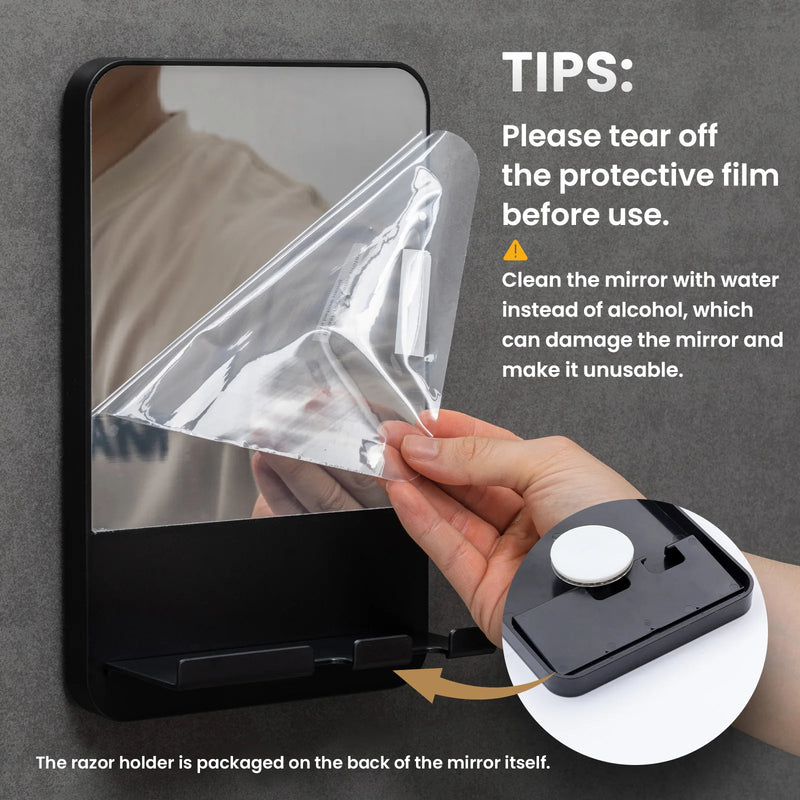 Fogless Shower Mirror with Razor Holder