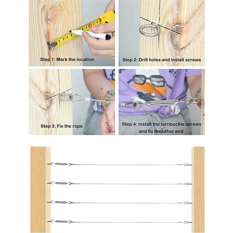 Pvc-Coated Steel Wire Rope Clothesline Kit with Hardware