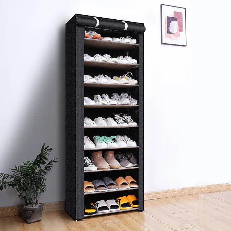 Étagère à chaussures multicouche avec couvercle anti-poussière