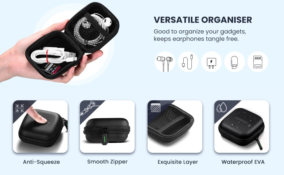 Compact EVA Hard Shell Storage Case for Earbuds and Accessories