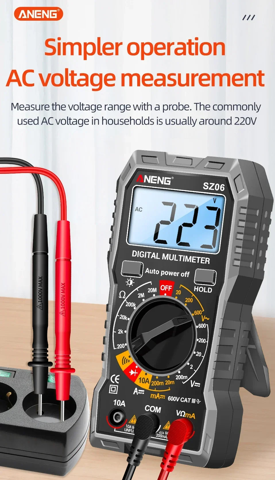 Compact Digital Multimeter with 2000-Count Accuracy for Home and Electrical Work