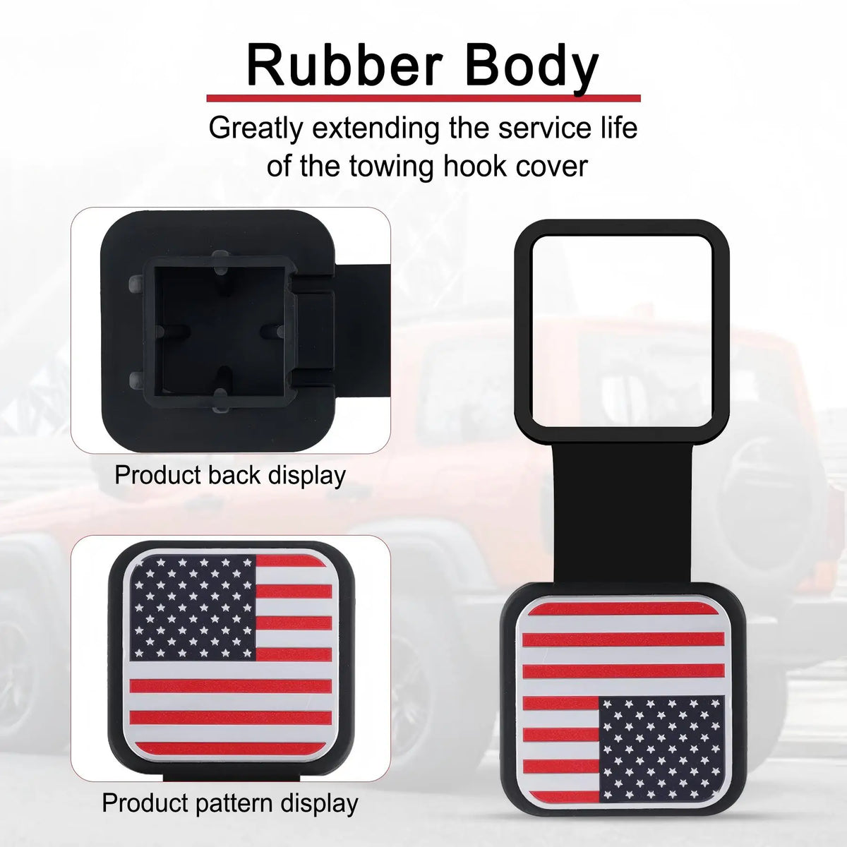 2-Inch Trailer Hitch Receiver Cover with American Flag Design