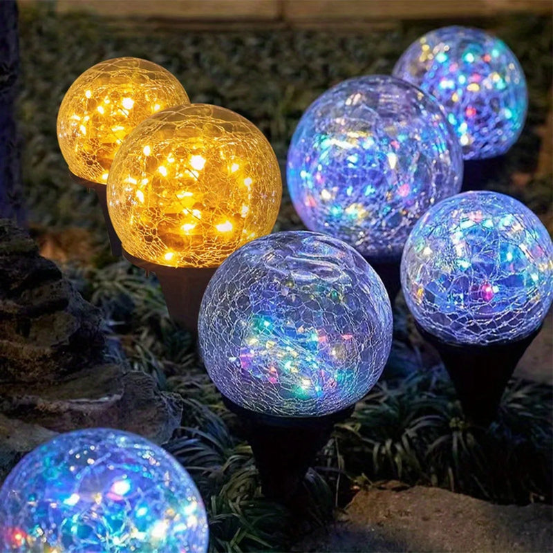 Solar-Powered Cracked Glass Globe Light