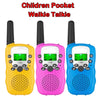 Two children's pocket walkie talkie sets in yellow and pink with flashlights