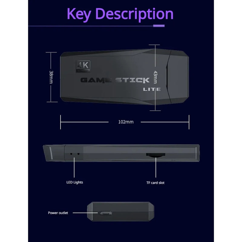 Retro Game Console Stick with Wireless Controllers