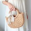 Handwoven Rattan Half-Moon Beach Bag
