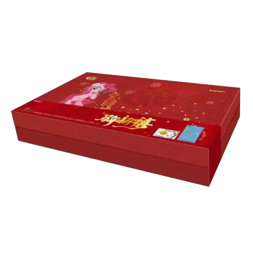 A red box containing a My Little Pony Friendship Eternal Radiant Moon Gilded Card Pack.