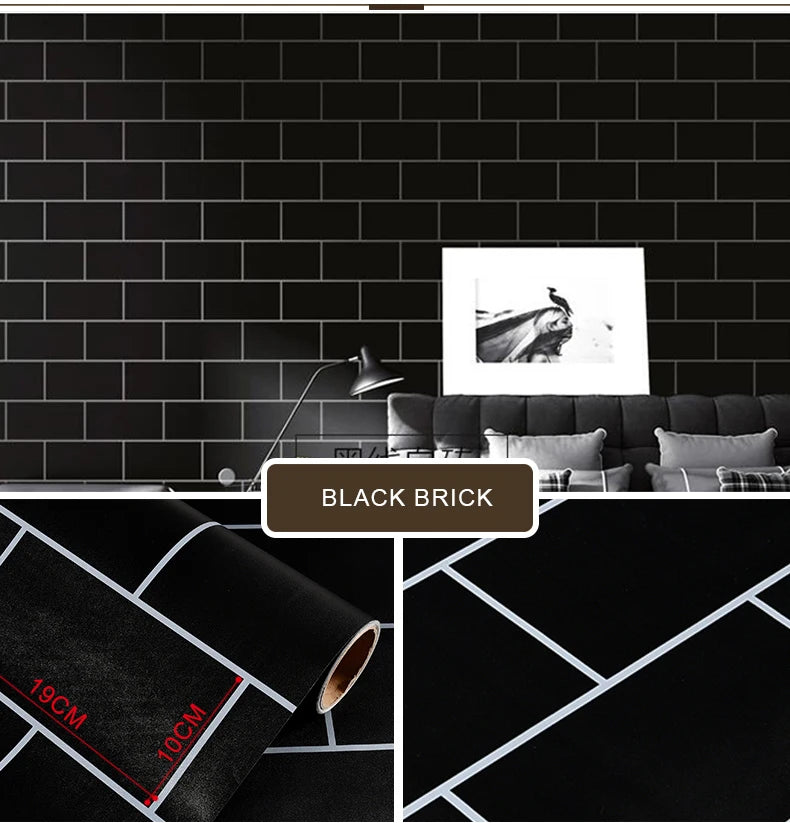 Black Self-Adhesive Waterproof Wallpaper for Kitchen & Furniture Renovation