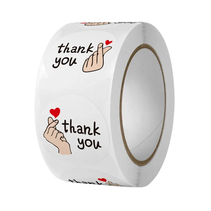 Red Heart Thank You Stickers with Floral Design