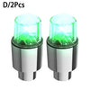 Two motion-activated LED tire valve lights for bikes, cars, and motorcycles.