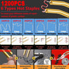 A set of 1200 plastic hot staples in various types and sizes for repair work.