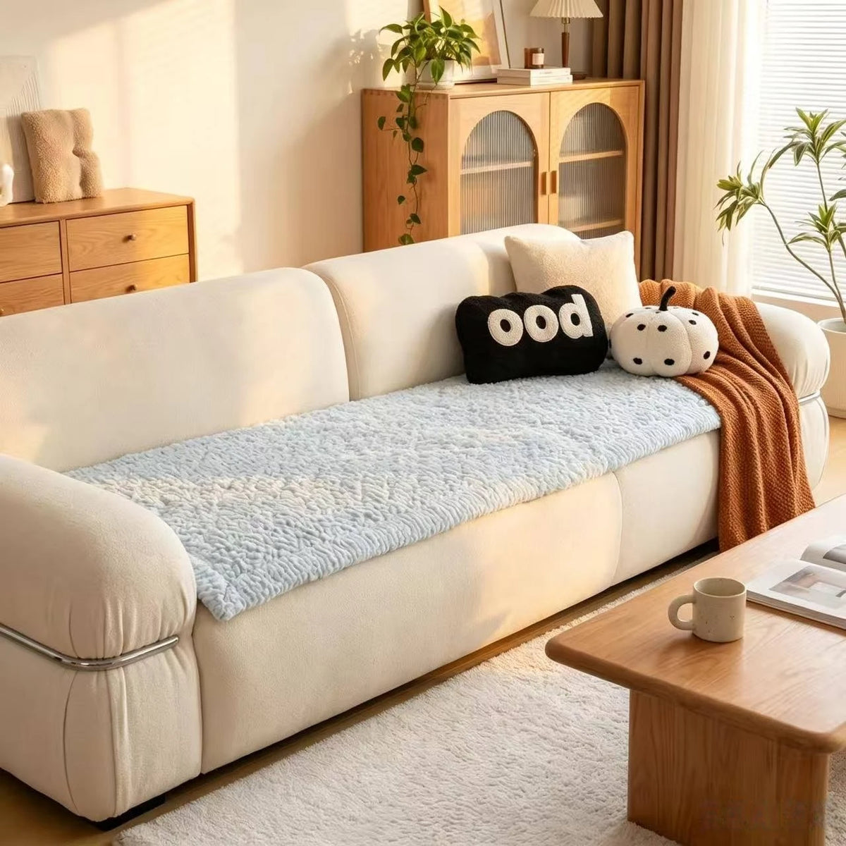 Cozy Quilted Flannel Sofa Pad with Anti-Slip Backing
