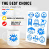 A white mug and a sheet of blue decal film featuring various milk-themed designs for creativity.