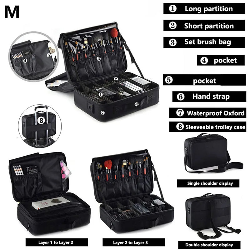 Large Capacity Waterproof Makeup Bag with Zipper Closure