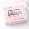 A box of basic washi tape with 20 rolls of various colored tapes for journaling and crafts.