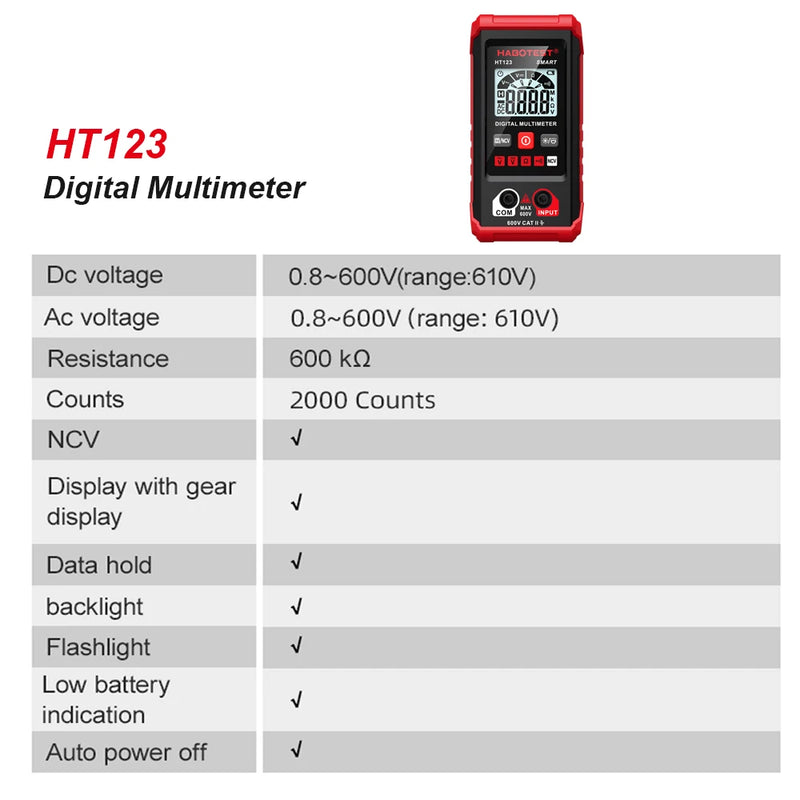 Compact Digital Multimeter with Auto-Ranging & Backlit Display