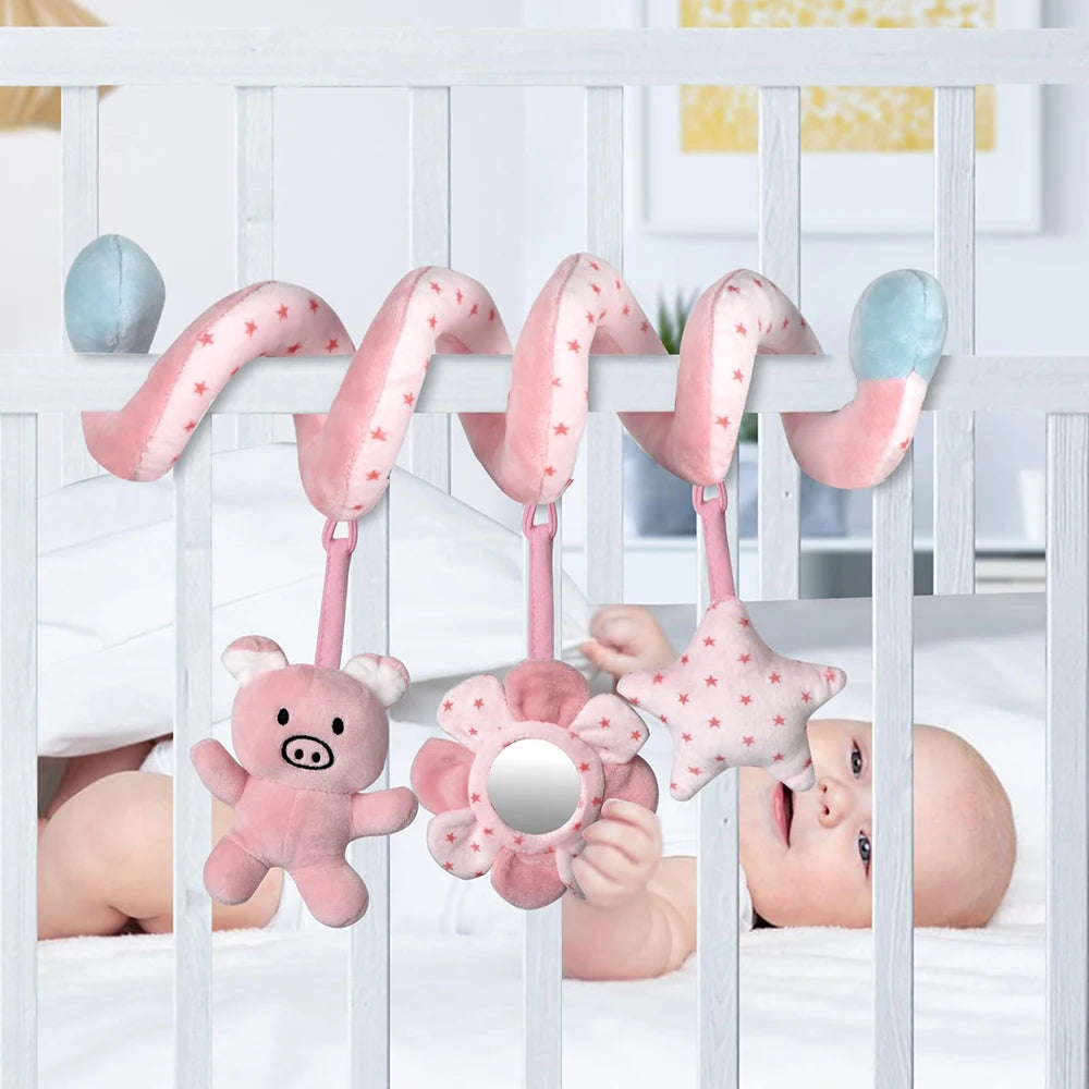 Spiral Baby Activity Toy with Mirror, Rattles, and Squeaker