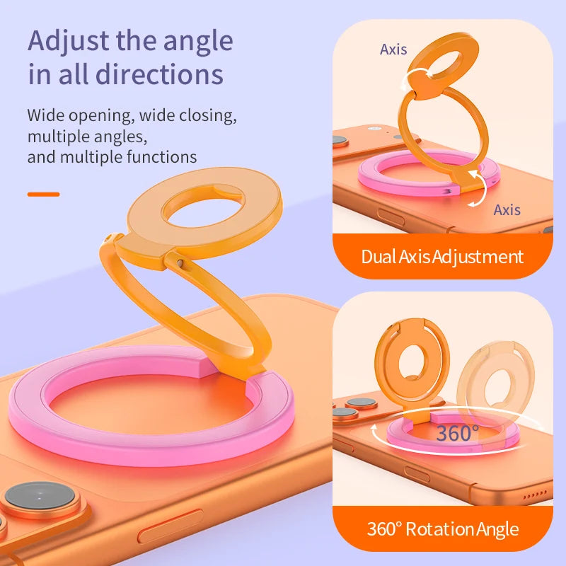 Double-Sided Magnetic Phone Ring Holder with Kickstand