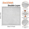 Close-up of a white double-layer woven fabric scouring cloth showing precision sewing and diamond-check weave texture.