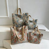 Floral Embroidery Canvas Tote Bag