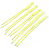 A collection of bright yellow braided nylon lanyards or keychains.