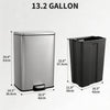 Stainless Steel 13-Gallon Pedal Trash Can with Removable Liner